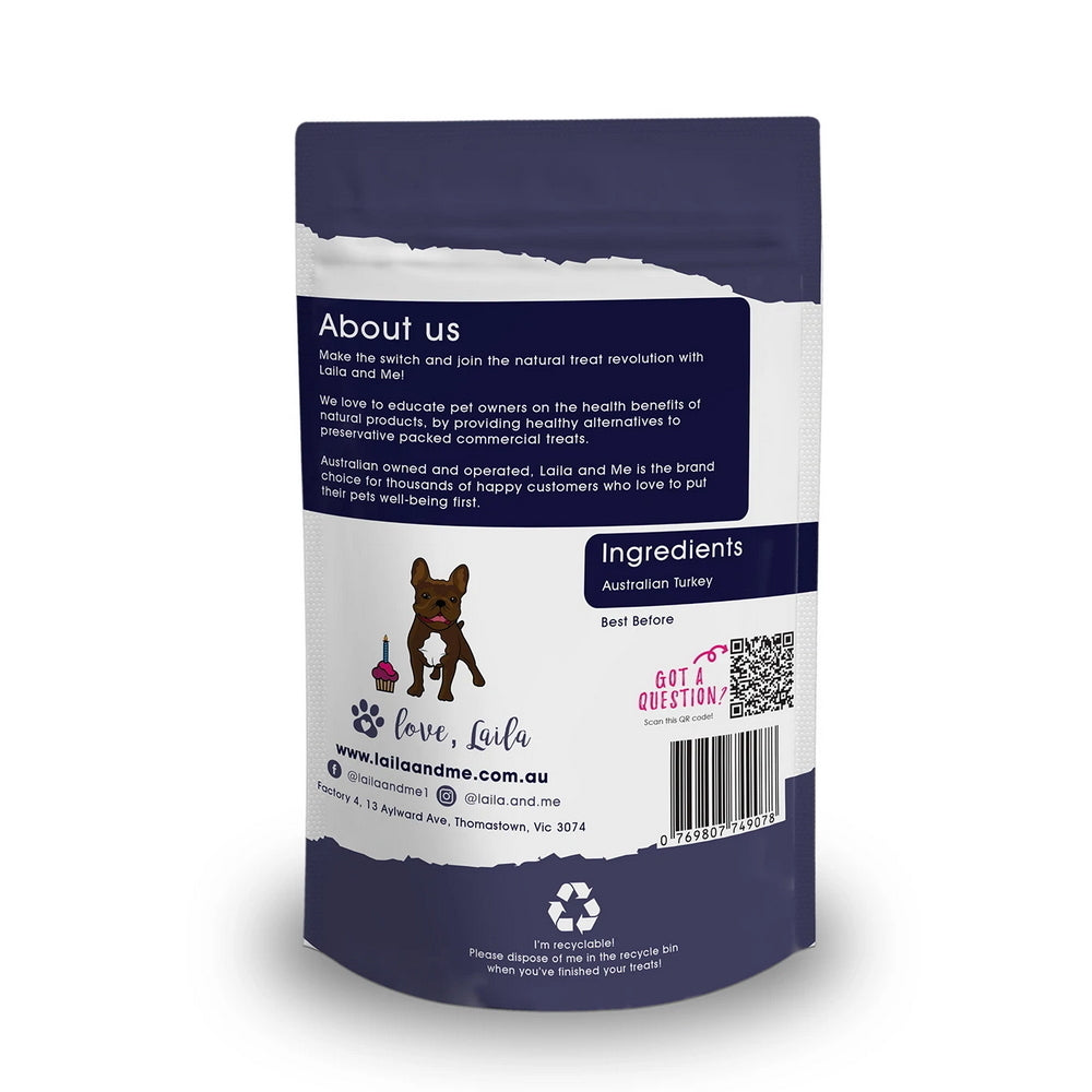 Freeze Dried Raw Turkey Dog Treats 60g | Laila & Me
