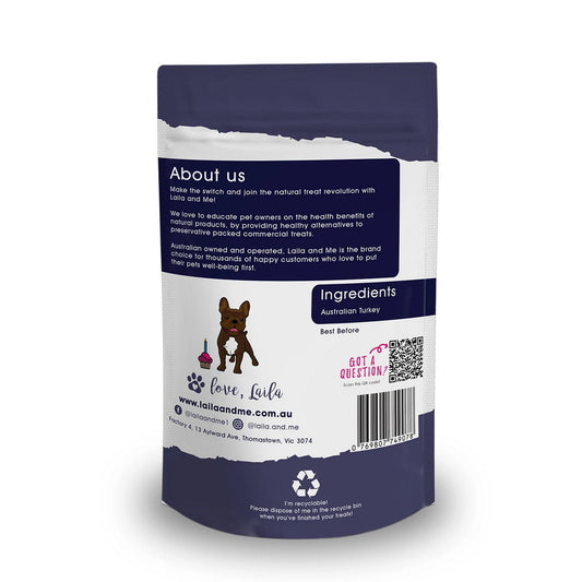 Freeze Dried Raw Turkey Dog Treats 60g | Laila & Me