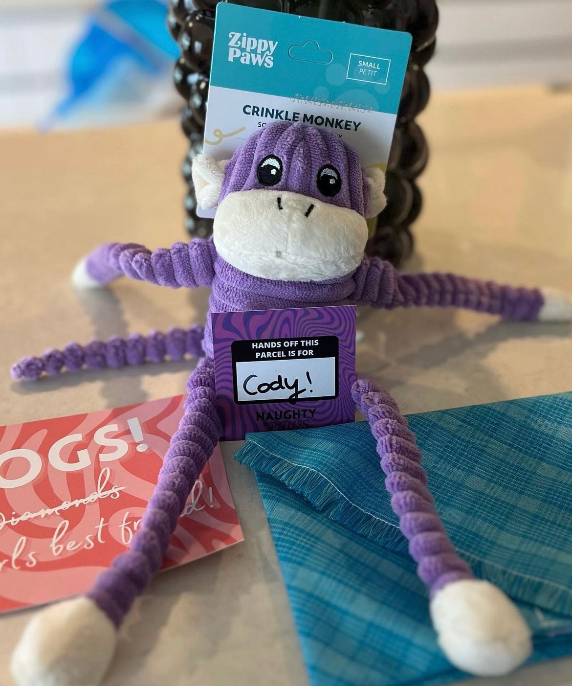 Zippy Paws Spencer the Crinkle Monkey - Purple