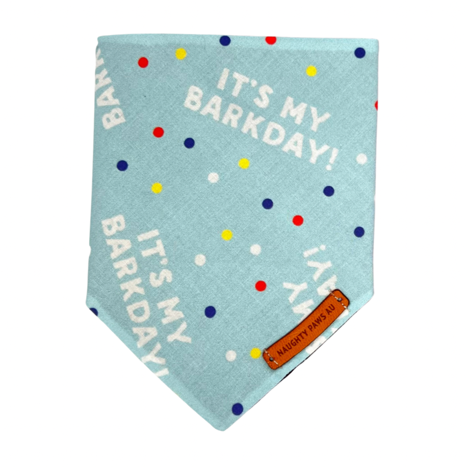 "Its my Barkday" pet bandana (BLUE)