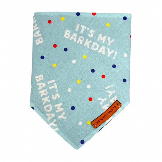 "Its my Barkday" pet bandana (BLUE)